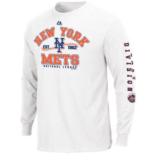 MLB New York Mets Adult Long Sleeve Basic Tee (White, Medium)