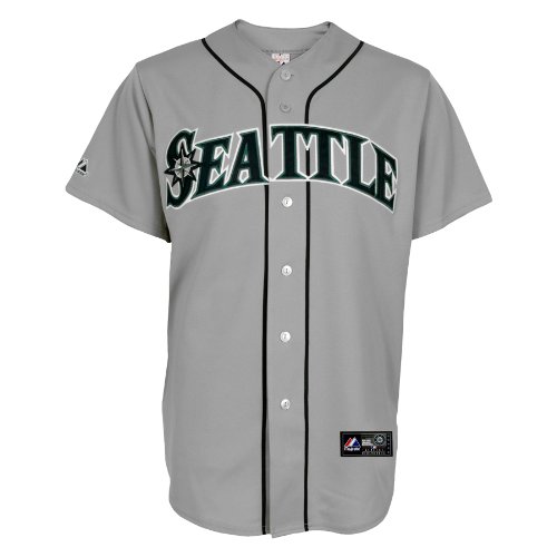 MLB Men's Seattle Mariners Felix Hernandez Road Gray Short Sleeve 6 Button Synthetic Replica Baseball Jersey Spring 2011  (Road Gray, Large)