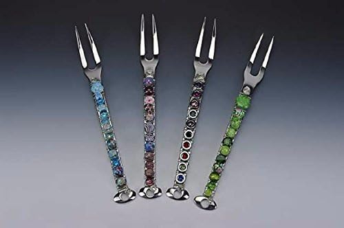 One Hand Beaded Wire Wrapped 2 Prong Serving Fork