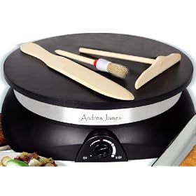 Andrew James Pro Quality Electric Crepe Maker Includes Includes Batter Spreader , Wooden Spatula, Oil Brush and Ladle