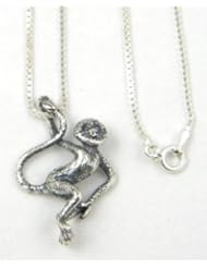 Sterling Silver Rainforest Spider Monkey Pendant Necklace with 18" Chain Charm