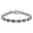 14K White Gold Emerald and Diamond Bracelet