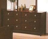 Contemporary Style Deep Cherry Brown Finish Wood Bedroom Dresser w/8 Drawer ....