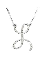 14K White Gold Diamond Initial Necklace "L" -- LIFETIME WARRANTY