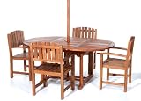 5pc Outdoor Oval Table and Chairs Set with Java Teak Design