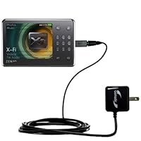 Gomadic Intelligent Compact AC Home Wall Charger for the Creative Zen X-Fi - High output power with a convenient, foldable plug design - Uses TipExchange Technology