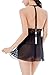 Ruzishun Women's sexy Lingerie glam black lace Sleepwear Underwear