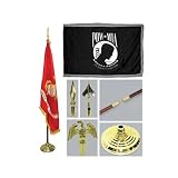 POW/MIA 4ft x 6ft Indoor Flag telescoping Flagpole Base and Tassel