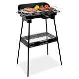 oneConcept T-Bone 2in1 Barbecue Elektrogrill Standgrill und Tischgrill für Garten Balkon (2000W, abnehmbare Grillfläche 38 x 22cm, Grillpfanne aus Alu) schwarz