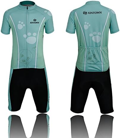 Spos Child's Cartoon Puppy Sport Suit Cycling Gel Padded Jersey Set S