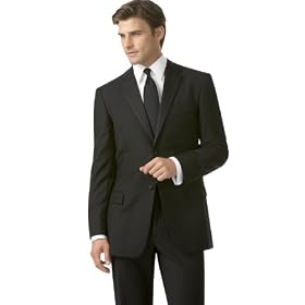 Click here to buy BCBG Tuxedo, Two Button Black Solid Wool Slim Fit by BCBGMAXAZRIA.