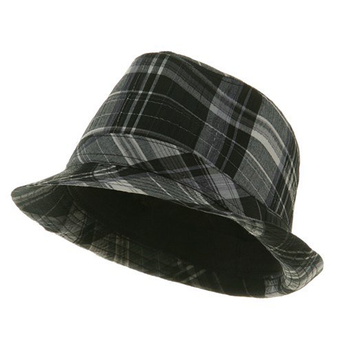 Plaid Designed Fedora Hat - Black W20S70C
