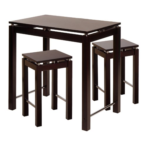 Winsome Linea Pub Kitchen Set Island Table with 2 Stools, 3-Piece