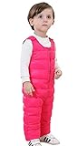 Happy Cherry ダウンサロペット キッズ ベビー オールインワン ゆったり あったか カジュアル 秋冬 防寒 オーバーオール ローズレッド 100cm