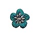 ID #6589 Lot 5 Small Teal Silver Flowers Iron On Embroidered Patch Applique L5