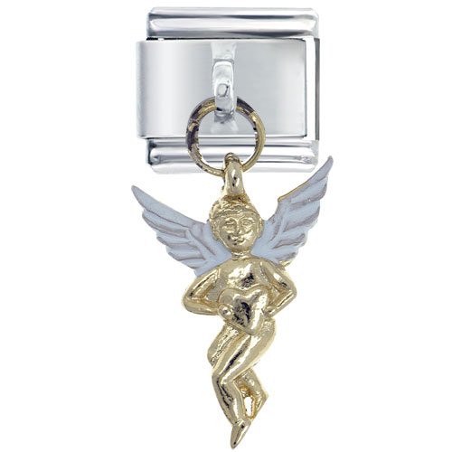 Gold Angel Hearts Religious Italian Charms Bracelet Link