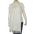 Off-White Stoles Wool with Flower Embroidery 80 x 29 inches