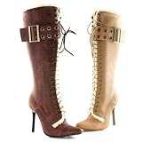 Women's 433-Andrea 4 Heel Knee High Boot With Buckle