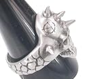 Anarchy Spike Fangs Skull Silver Tone Pewter Ring