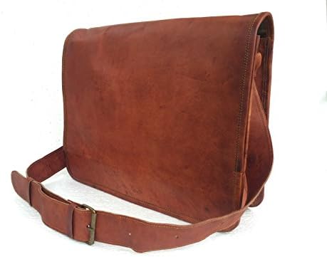 Universal Leather Handmade Full Flap Leather Laptop Messenger Satchel Sling Bag 16X12X5 Inches Brown
