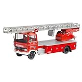 Schuco 450353000 - Mercedes-Benz LP 813, Feuerwehr Villingen/Schwenningen mit Metz DL22 Drehleiter, Sammlermodell, 1:43