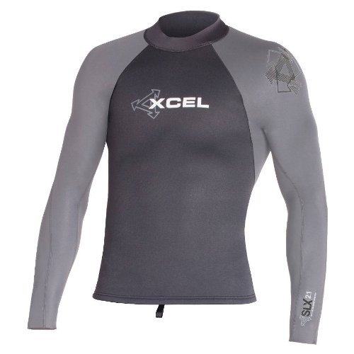 *!!Cheap Xcel Men’s SLX 2/1mm Long Sleeve Top, Black Rash Guards