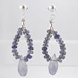Sterling Silver and Iolite Bead Teardrop Earrings, 9535
