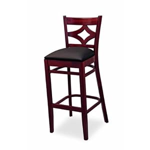 Beech Wood Fancy Back Dining Room - Kitchen Bar Stool - Barstool Height - Mahogany by Euro Select