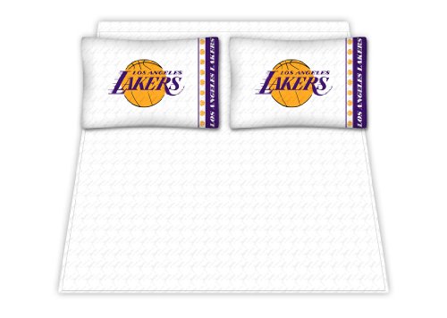 Best Quality Micro Fiber Sheet Set - Los Angeles Lakers NBA /Color White Size Full