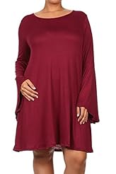 Plus Size Rayon/Spandex/Knit Bell Sleeves Tunic 
