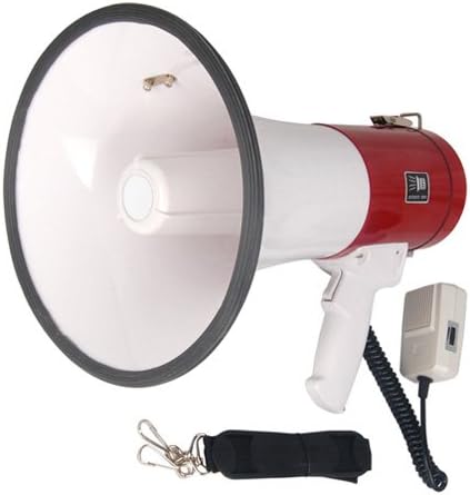 9 inch 50 Watt 700 Meters Sound Coverage Distortion Free High Quality Anti-feedback Microphone Amplification Loud Speaker Bullhorn Megaphone with Siren