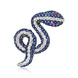 Blue and .30 ct. t.w. White CZ Snake Pin In Sterling Silver