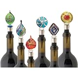 BonJour Set of 4 Dominico Glass Wine Bottle Stoppers, Multicolored
