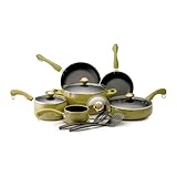 Paula Deen Porcelain 12-Piece Cookware Set, Olive