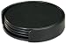 Black Leather 4 Coaster Set with Holder