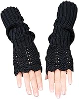 Novawo Women's Scale Design Winter Warm Knitted Long Arm Warmers Gloves Mittens
