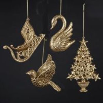 Plastic Gold Glitter Christmas Ornaments