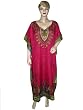 Evening Dress Womens Ethnic Print Satin Crepe Caftan Kaftan Dark Pink Resort Wear