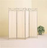Four Panel Iron Decorative Room Divider Screen with Curtains By Coaster Furniture
