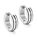 Men's 316L Stainless Steel Two Tone Hoop Huggie Earrings with Black IP 10mm