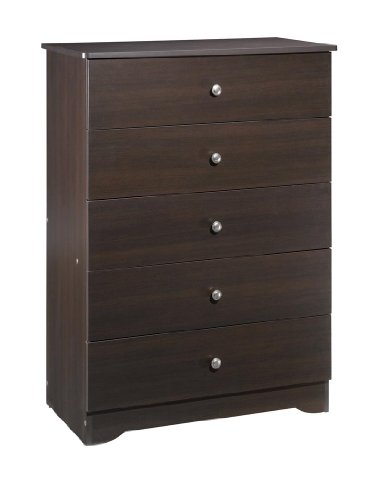Pocono 5 Drawer Chest (Espresso Laminate) (44.125H x 31.875W x 17D)
