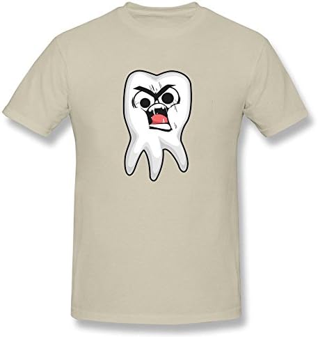 Twentees Custom Printed Graphic Mens Funny Angry Tooth Shirt Crewneck Natural XL