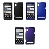 3 Pack of Premium Hard Rubberized (Black, Blue, Purple) Case Cover Protectors for Motorola Droid 2 II A955 [Accessory Export Brand Packaging]