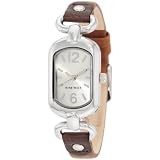 Nine West Womens NW/1199BNBN Oval Silver-Tone Brown