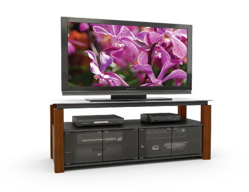 Sonax BL-6600 Berlin 60-Inch TV Bench with Solid Wood Uprights