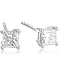Platinum, Princess-Cut, Diamond 4-Prong Stud Earrings (1/2 cttw, G-H Color, VS2 Clarity)