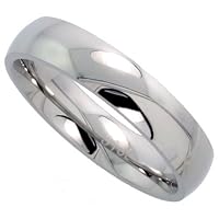 Stainless Steel 5 mm (3/16 in.) High Polish Comfort Fit Dome Wedding Band / Thumb Ring (Available in Sizes 5 to 12), size 8