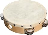 Sound Percussion Tambourine with Calfskin Head 8 Inches