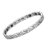 Charm Bling Womens Ladies Titanium Stainless Steel Health Magnetic Bracelet Anti-fatigue Jewelry