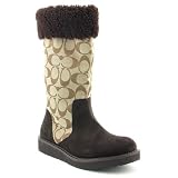 41Yfe%2Bj2tRL. SL160  Coach Boots Signature Kally Fabric Suede & Shearling Trim Khaki Chocolate
